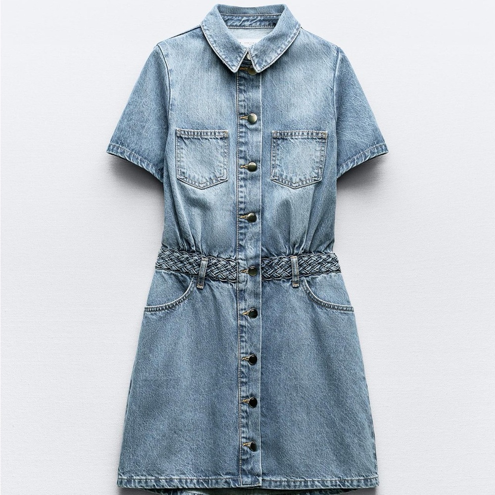 Zara denim button up dress